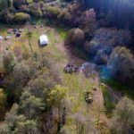 Vue aérienne du val d'eau au domaine de la Planche